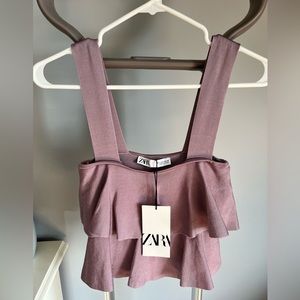 New with tags Zara Lilac ruffle crop top Small